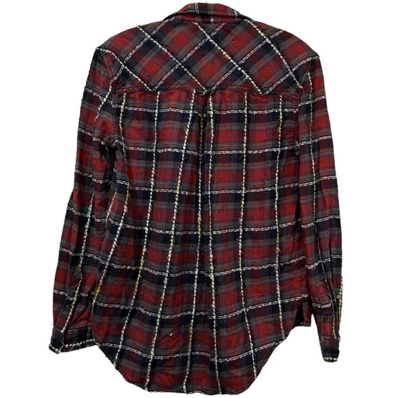 BDG XS Urban Outfitters Long Sleeve Raw Hem Plaid Button Down Shirt R3 - Picture 2 of 4